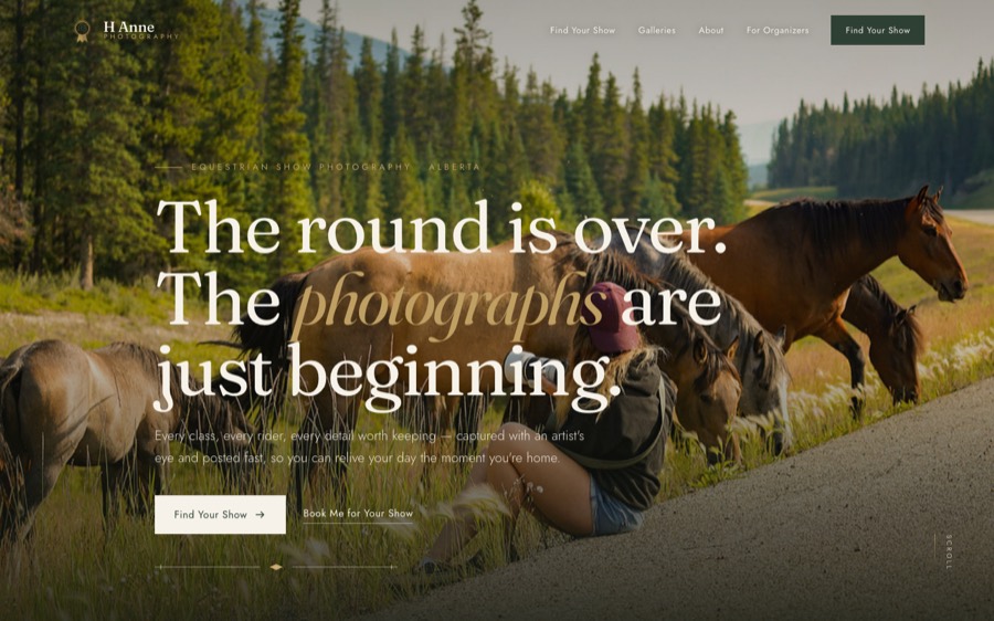 H Anne Photography homepage design